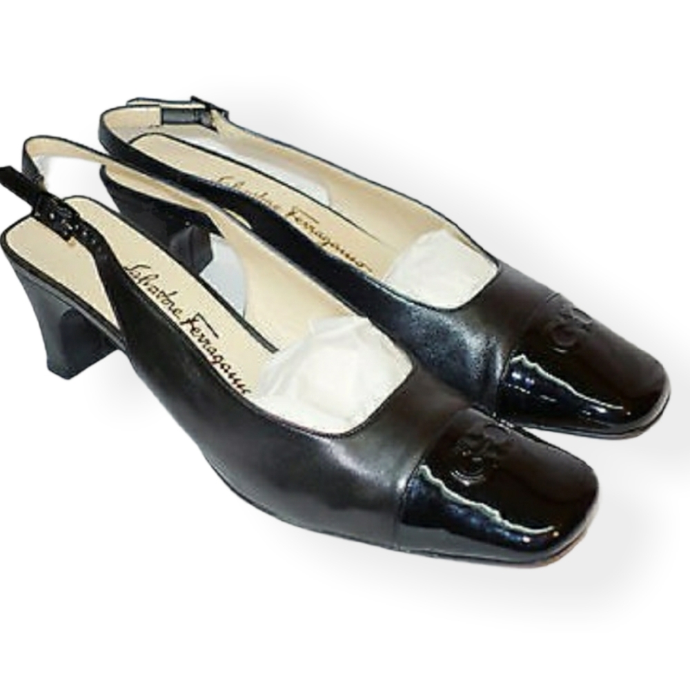 Salvatore Ferragamo black boutique kitten heel s 8 B